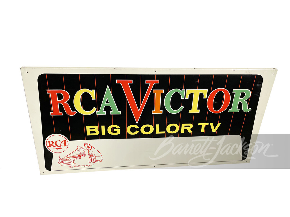 1958 RCA VICTOR BIG COLOR TV TIN SIGN - Front 3/4 - 252996