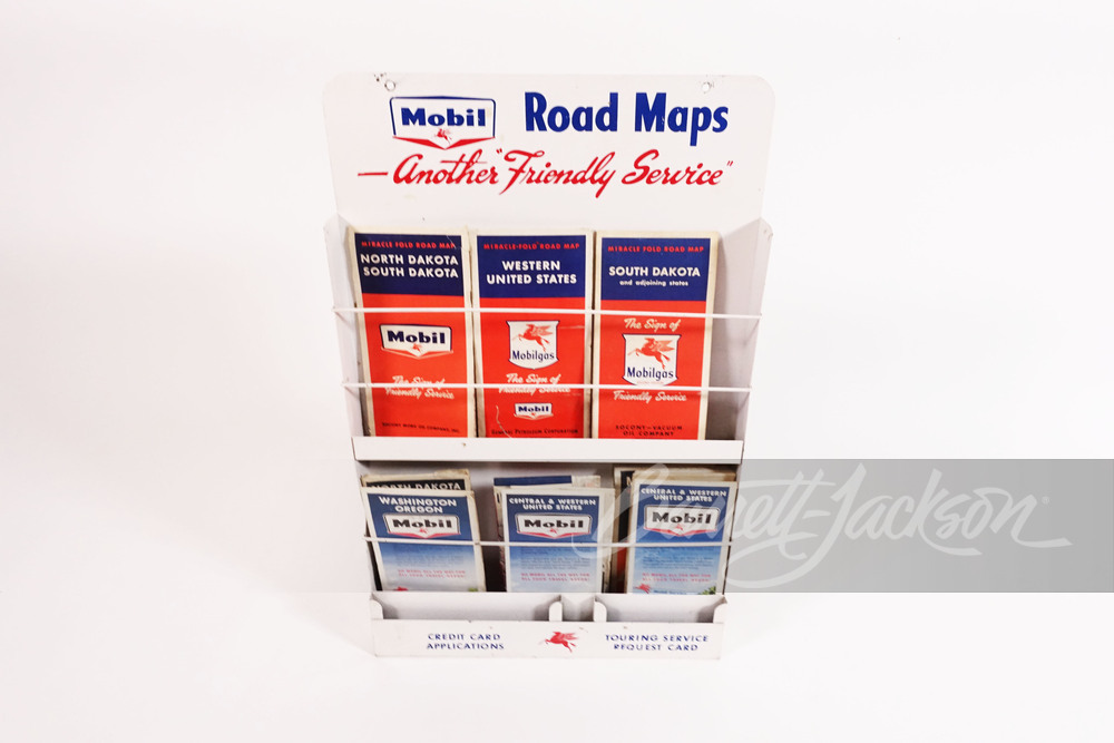 LATE 1950S-EARLY-60S MOBIL OIL ROAD MAPS DISPLAY RACK