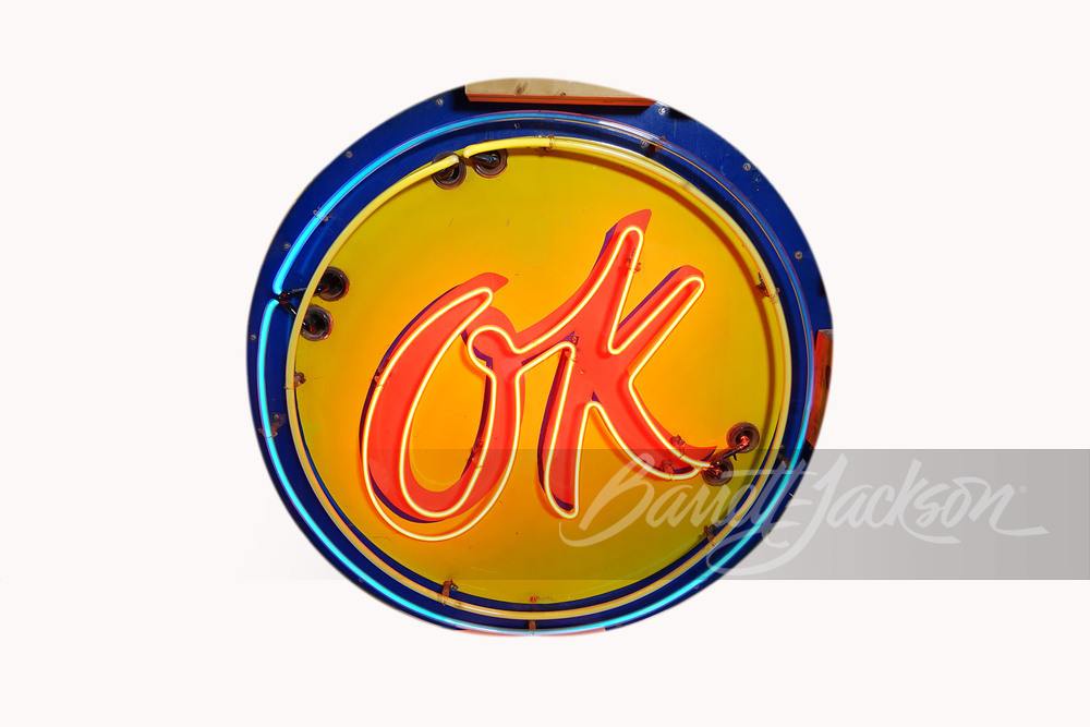 1950S CHEVROLET OK USED CARS PORCELAIN WITH NEON SIGN