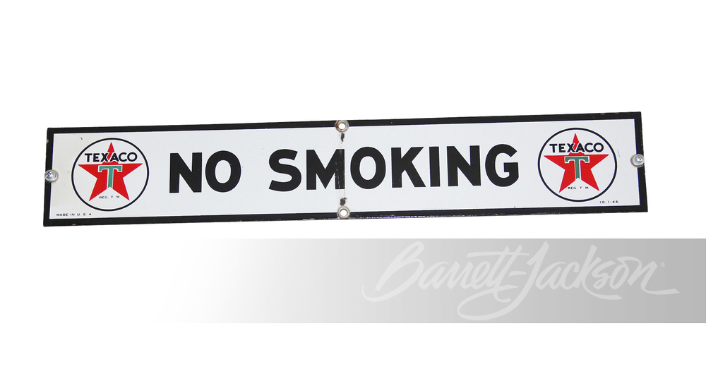 1946 TEXACO OIL NO SMOKING PORCELAIN SIGN - Front 3/4 - 254472
