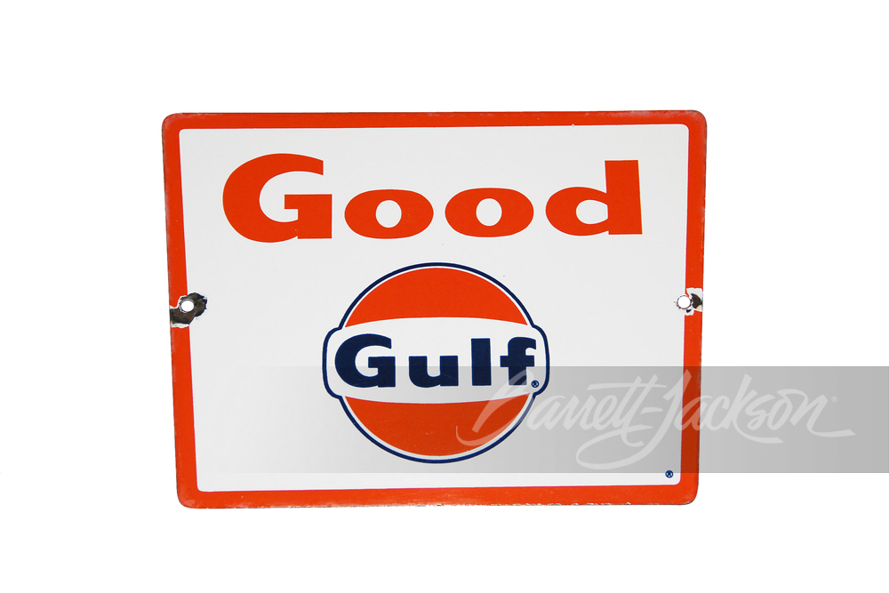 LATE 1950S-EARLY-60S GOOD GULF GASOLINE PORCELAIN PUMP PLATE SIGN ...