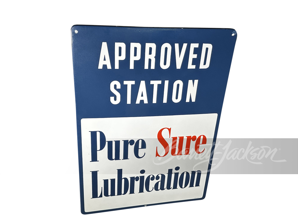 1950S PURE OIL 'APPROVED STATION' PORCELAIN SIGN