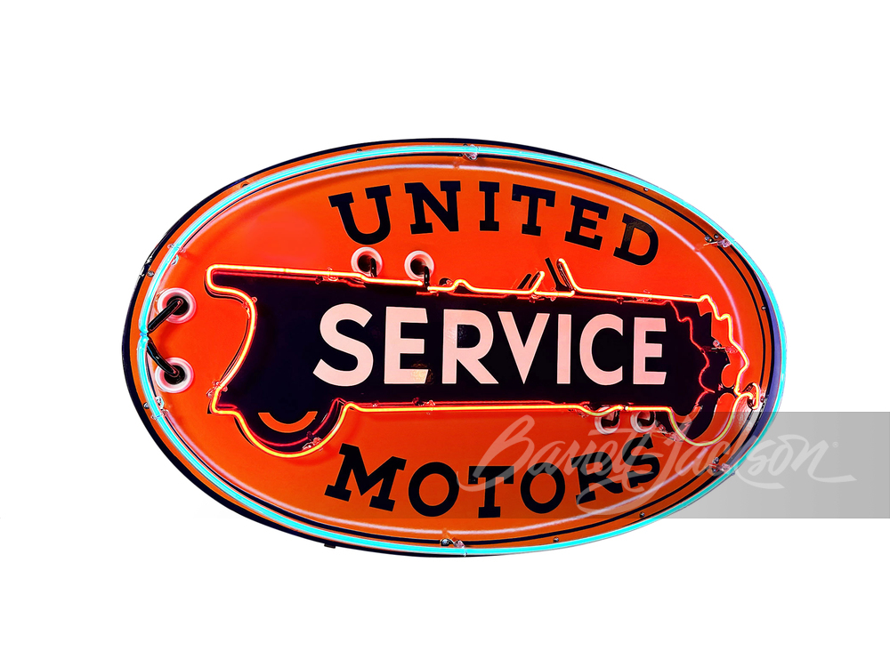 1930S GM UNITED MOTORS SERVICE NEON PORCELAIN SIGN