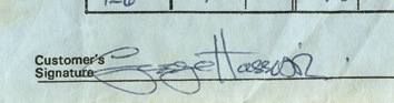 George Harrison Signed Wine Receipt. - Rear 3/4 - 47143