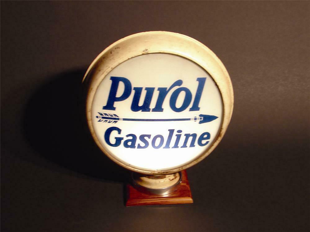 Late 20searly 30s Pure 'Purol Gasoline' metal bodied gas pum