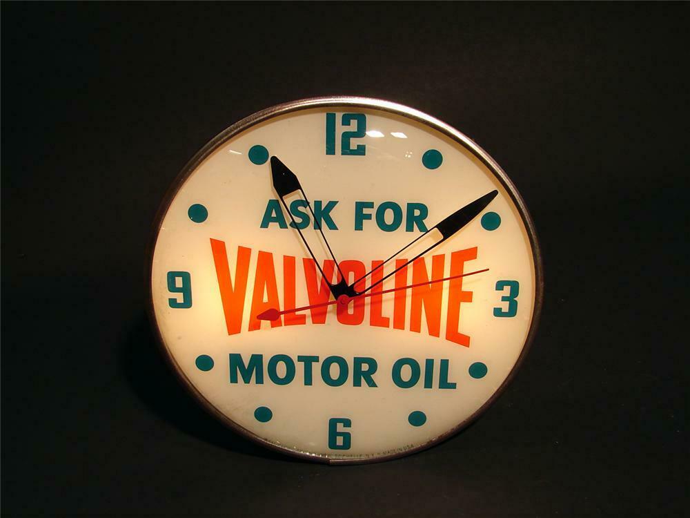 1950s Valvoline Motor Oil lightup station clock.