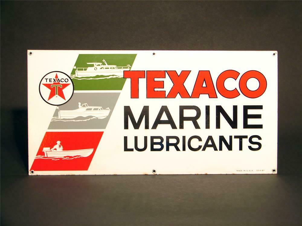 Very Rare 1961 Texaco Marine Lubricants Single Sided Porcelai