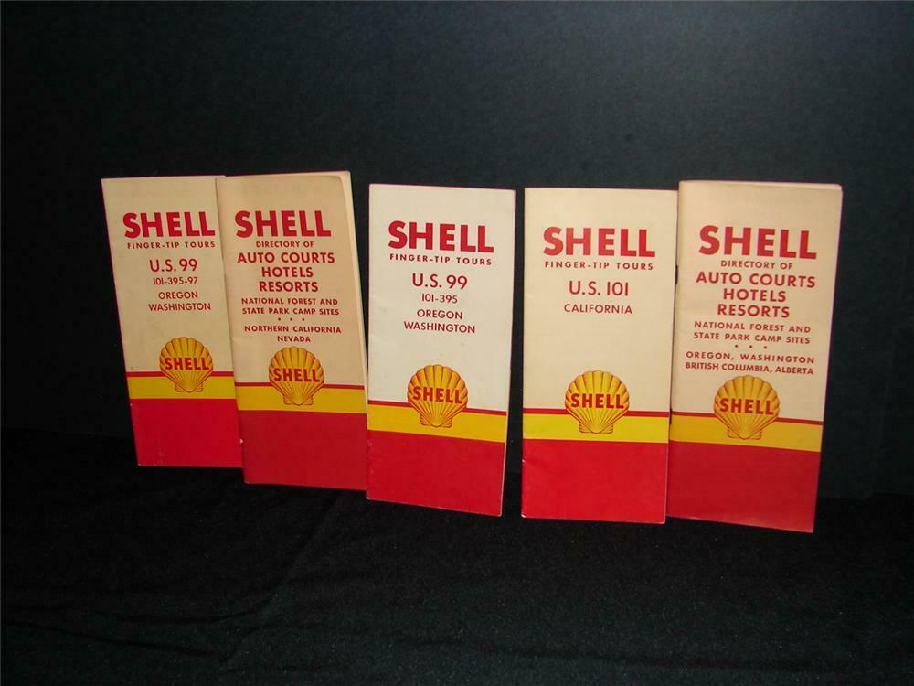 Lot of five N.O.S. Circa 1949-1950 Shell Oil Travel guides.