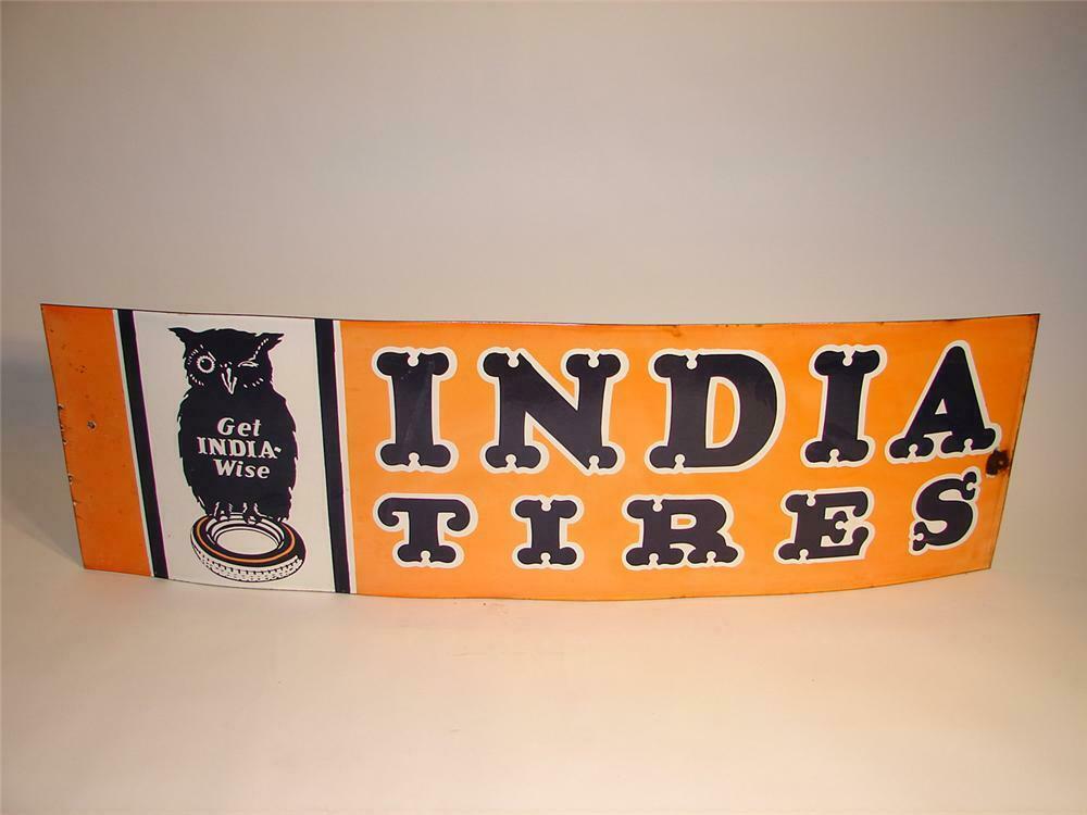 Remarkable 1930s India Tires Single Sided Porcelain Garage Si