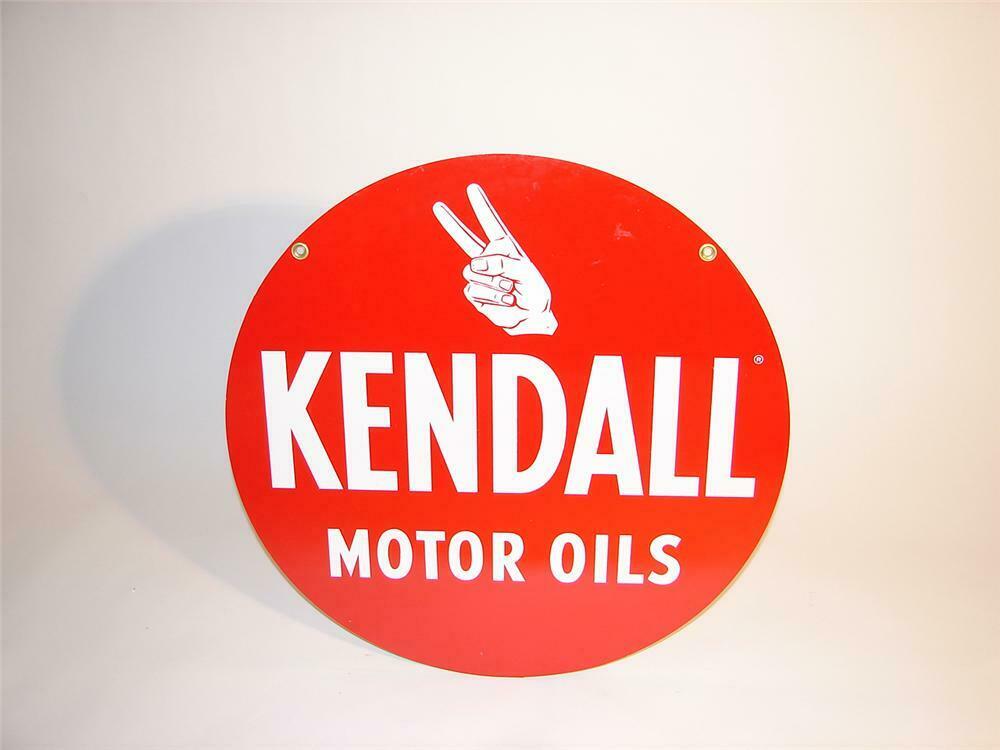 N.O.S. 1950s Kendall Motor Oils doublesided tin garage sign.