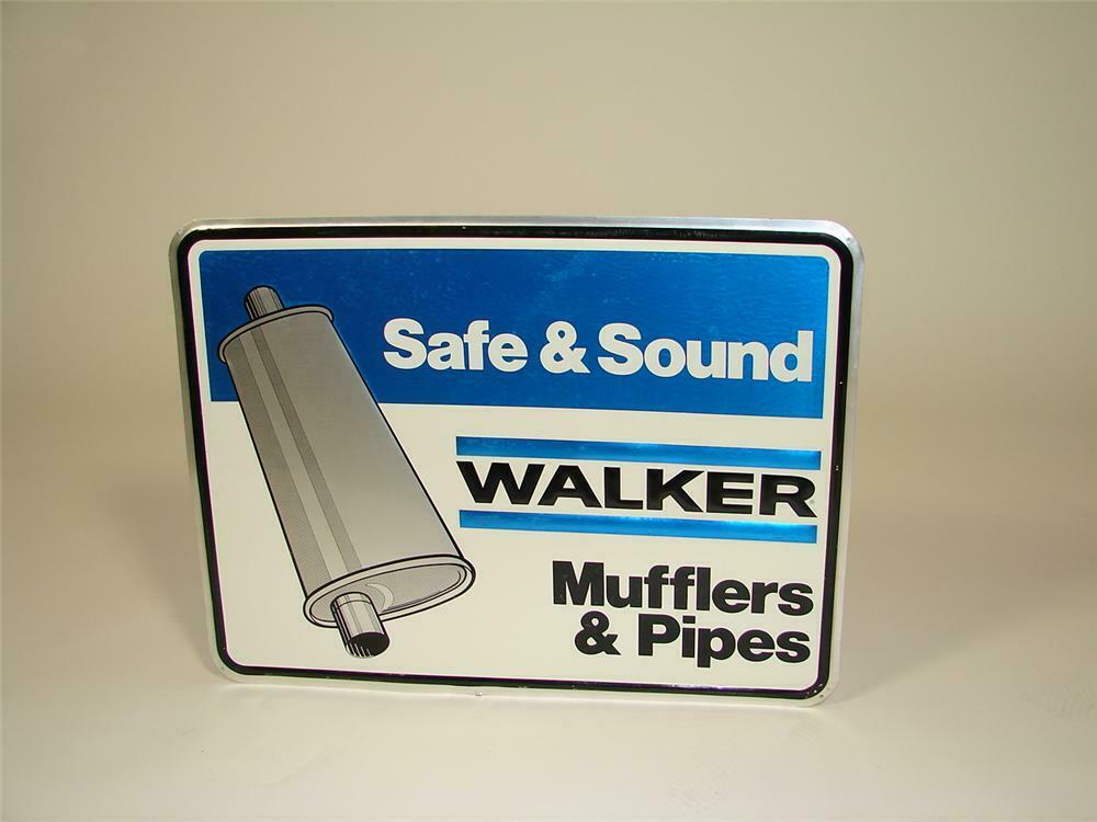 N.O.S. Walker Mufflers single-sided tin garage sign with embo