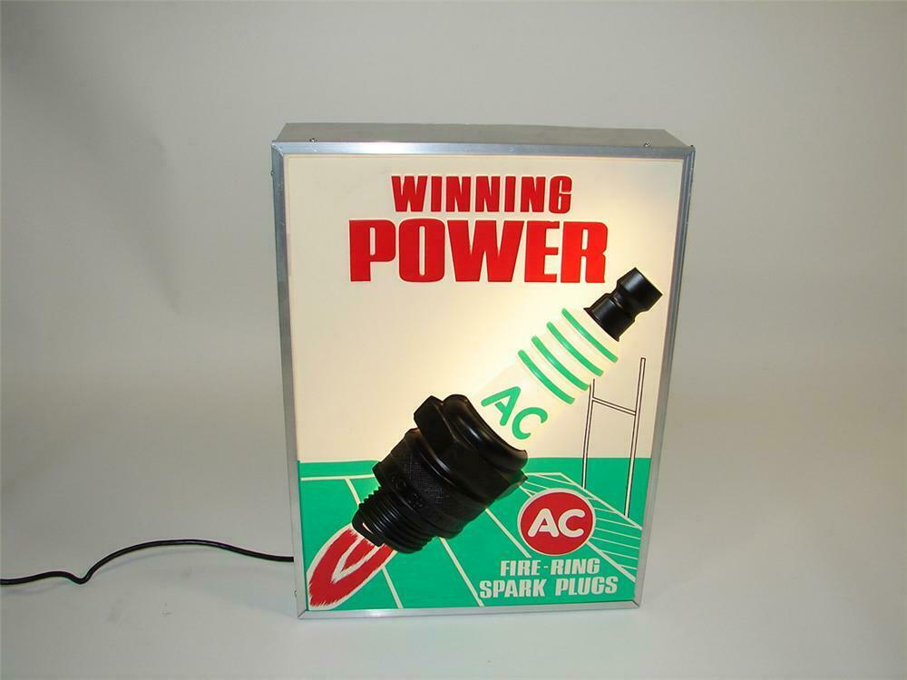 Neat 1960s AC FireRing Spark Plugs lightup garage sign.