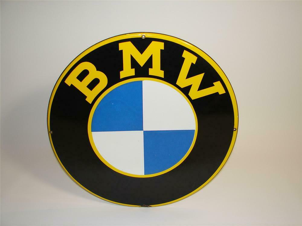Rare 1950s BMW single-sided porcelain dealership sign. Extrem