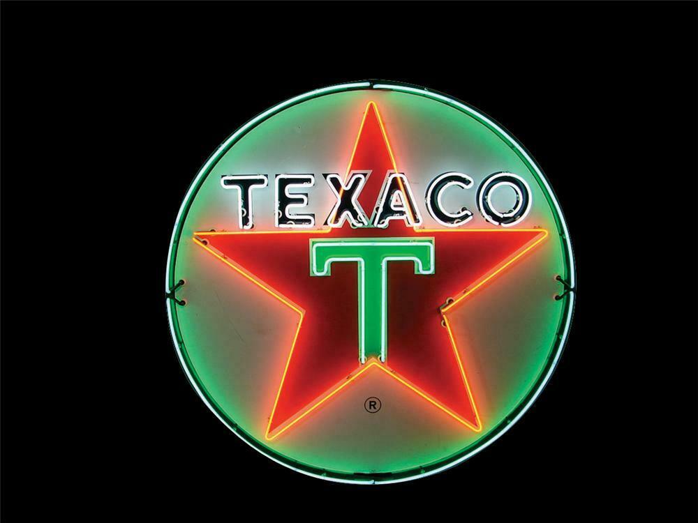 Killer 1950s Texaco single-sided porcelain neon service station sign ...