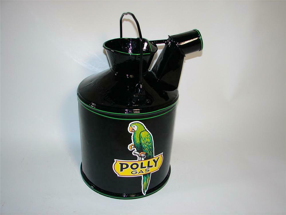 Beautiful 1930s Polly Gasoline restored bulk oil/gas can.
