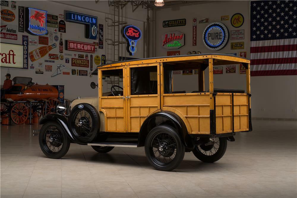 1929 FORD MODEL A STATION WAGON WOODY - Rear 3/4 - 178654