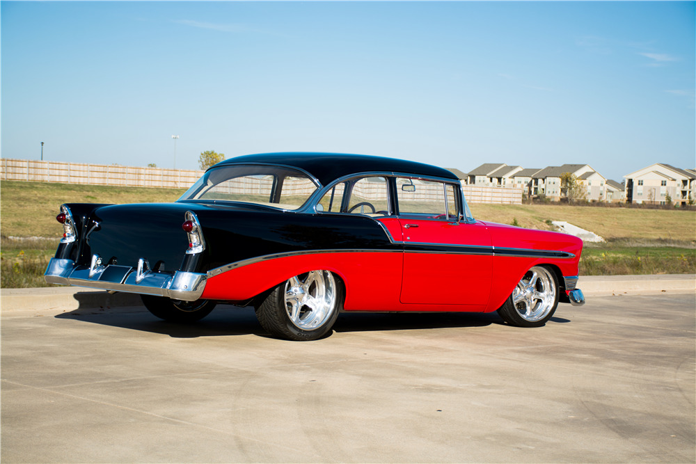 1956 CHEVROLET BEL AIR CUSTOM 2-DOOR POST - Rear 3/4 - 189312