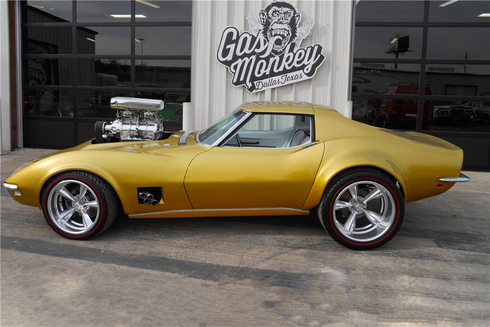 H213 Hot Wheels gold '68 Corvette Gas Monkey Garage TV Show COUPE C3 Stingray 