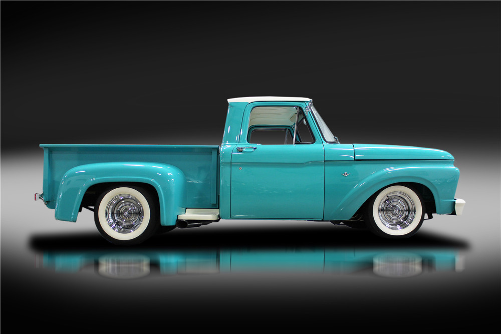 64 F100 Stepside 1964 FORD F-100 CUSTOM PICKUP - Side Profile - 196064