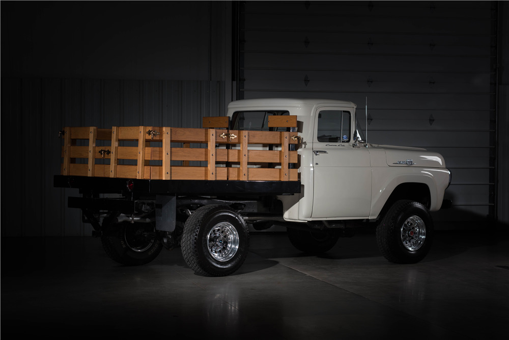 1959 FORD F-250 CUSTOM STAKE BED PICKUP - Rear 3/4 - 198048