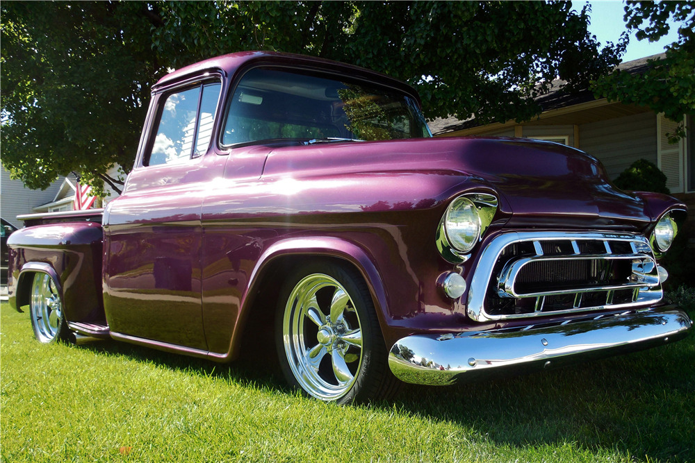 1957 CHEVROLET 3100 CUSTOM PICKUP - Front 3/4 - 198406