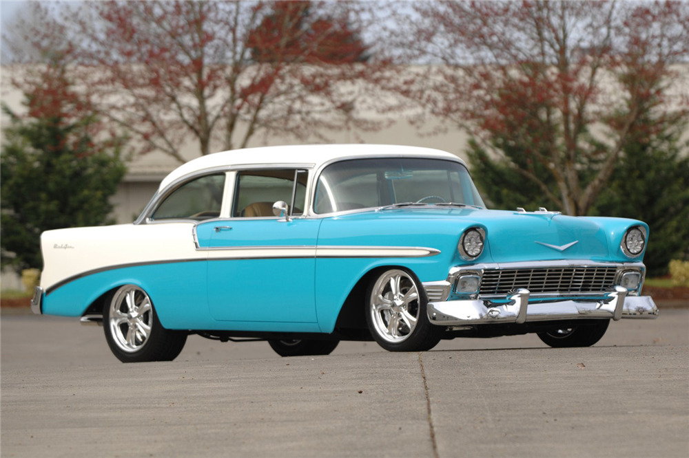 1956 CHEVROLET BEL AIR CUSTOM 2-DOOR POST - Front 3/4 - 201402