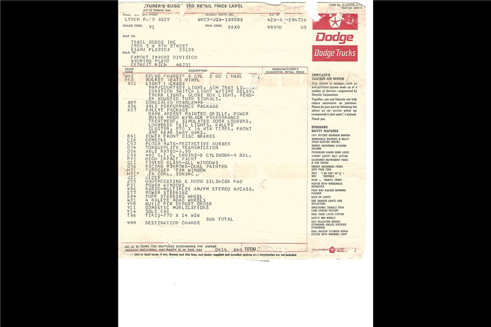 1972 DODGE CHARGER RALLYE  - Misc 5 - 208072