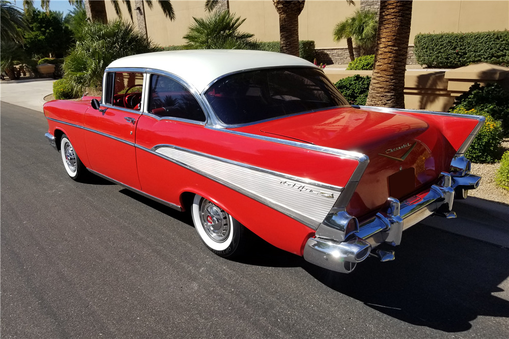 1957 CHEVROLET BEL AIR 2 DOOR POST - Rear 3/4 - 214558