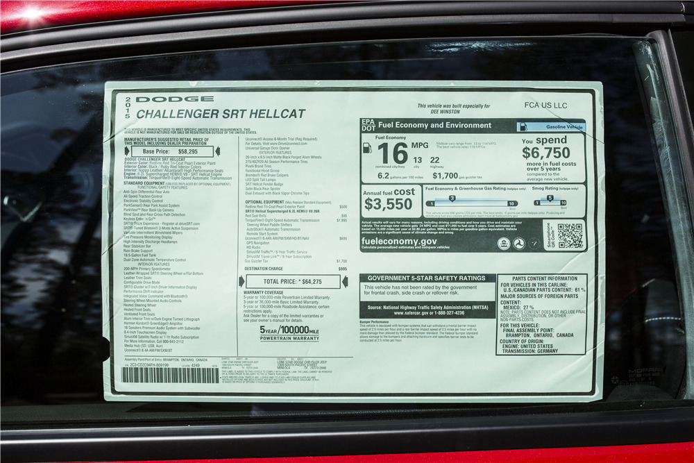 2015 DODGE CHALLENGER SRT HELLCAT - Misc 1 - 217791