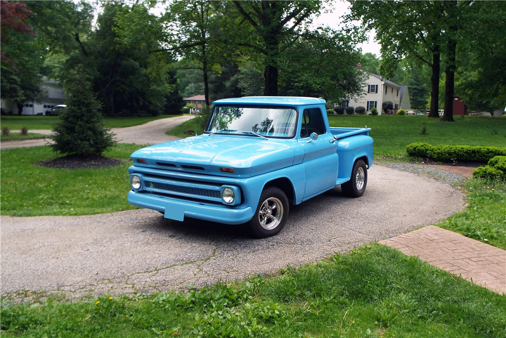 1966 CHEVROLET C10 CUSTOM STEPSIDE PICKUP  - Front 3/4 - 220027