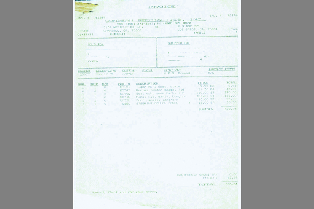 1965 SUNBEAM TIGER CONVERTIBLE - Misc 23 - 242122