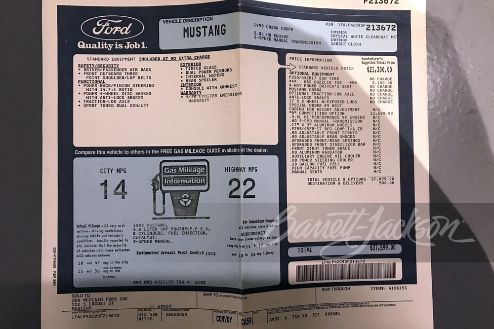 1995 FORD MUSTANG COBRA R - Misc 48 - 244107