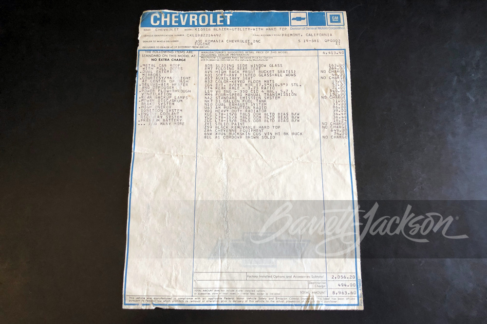 1978 CHEVROLET K5 BLAZER - Misc 44 - 244317