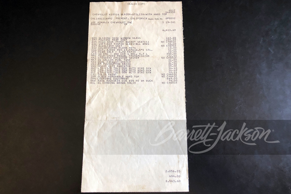 1978 CHEVROLET K5 BLAZER - Misc 39 - 244317
