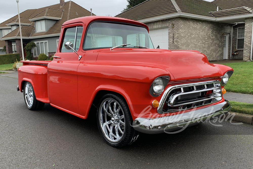 1957 CHEVROLET 3100 CUSTOM PICKUP - Front 3/4 - 244911