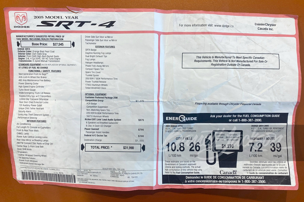 2005 DODGE NEON SRT-4 ACR CUSTOM SEDAN - Misc 1 - 244962