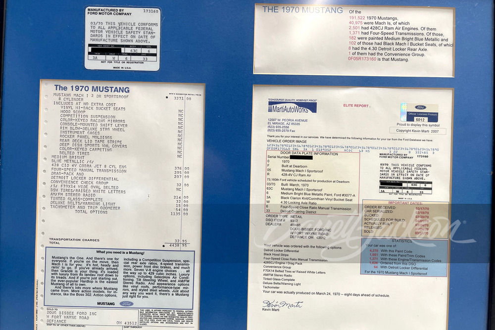 1970 FORD MUSTANG MACH 1 428 SCJ DRAG PACK - Misc 26 - 245325