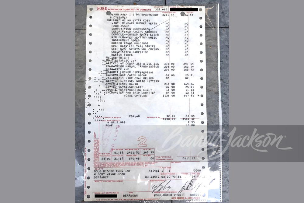 1970 FORD MUSTANG MACH 1 428 SCJ DRAG PACK - Misc 24 - 245325