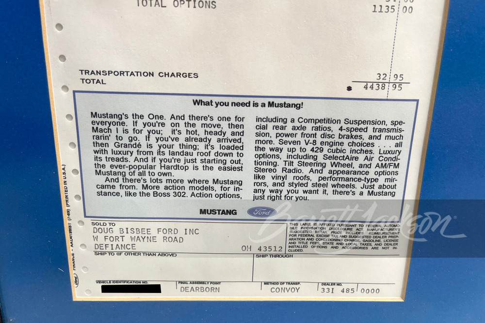 1970 FORD MUSTANG MACH 1 428 SCJ DRAG PACK - Misc 25 - 245325