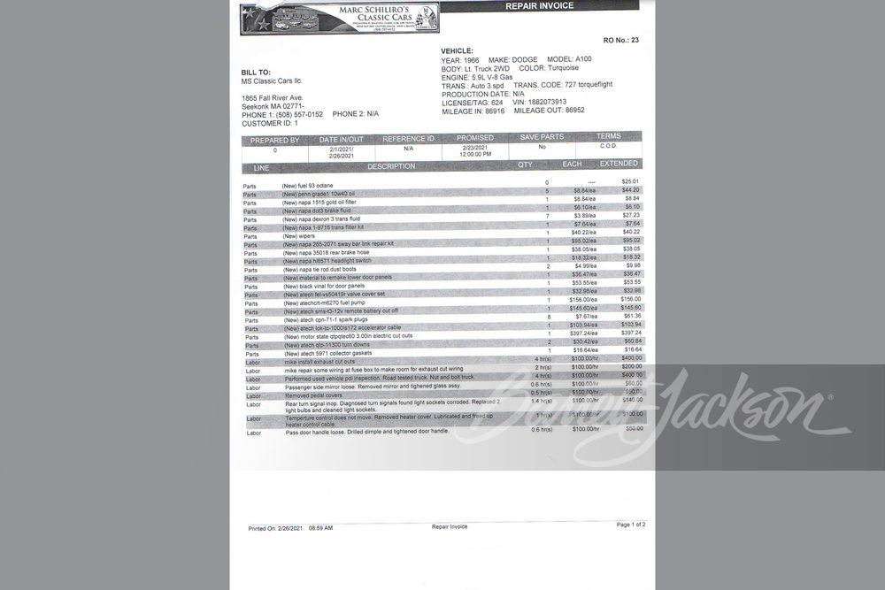 1966 DODGE A100 CUSTOM PICKUP - Misc 34 - 246608