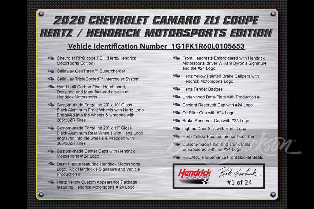 2020 CHEVROLET CAMARO ZL1 HERTZ/HENDRICK MOTORSPORTS EDITION - Misc 1 - 249010