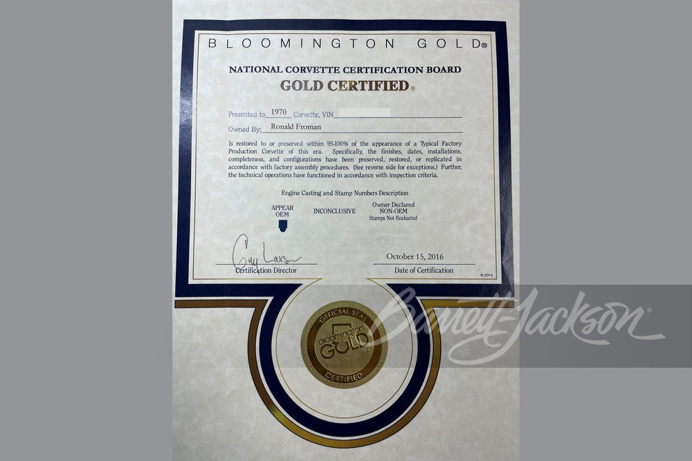 1970 CHEVROLET CORVETTE LT1 - Misc 16 - 252045