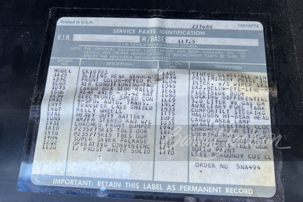 1986 CHEVROLET K10 PICKUP - Misc 2 - 256717