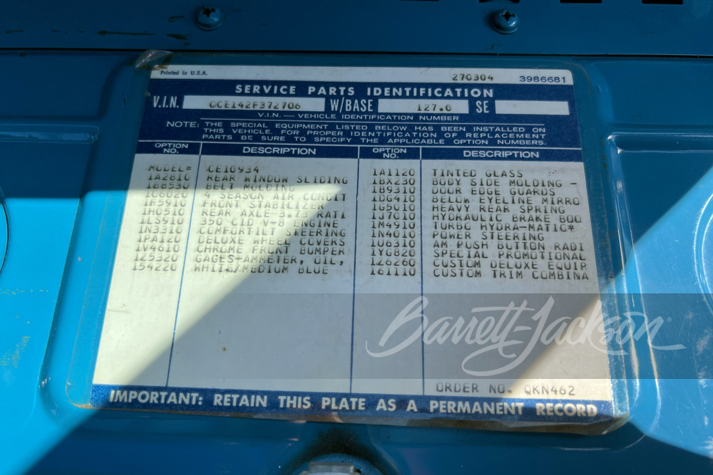 1972 CHEVROLET C10 CUSTOM DELUXE PICKUP - Misc 4 - 259294