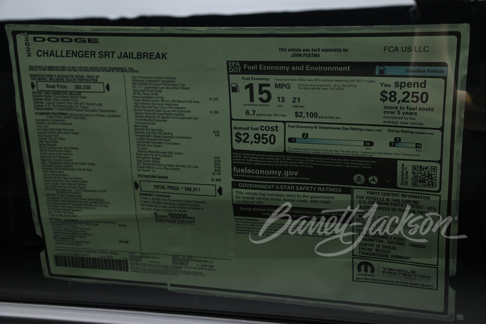 2022 DODGE CHALLENGER SRT HELLCAT JAILBREAK - Misc 9 - 262694