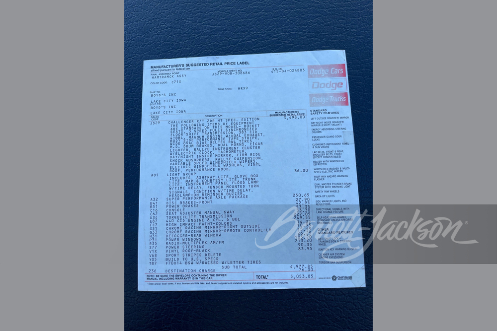 1970 DODGE CHALLENGER R/T SE - Misc 39 - 267249