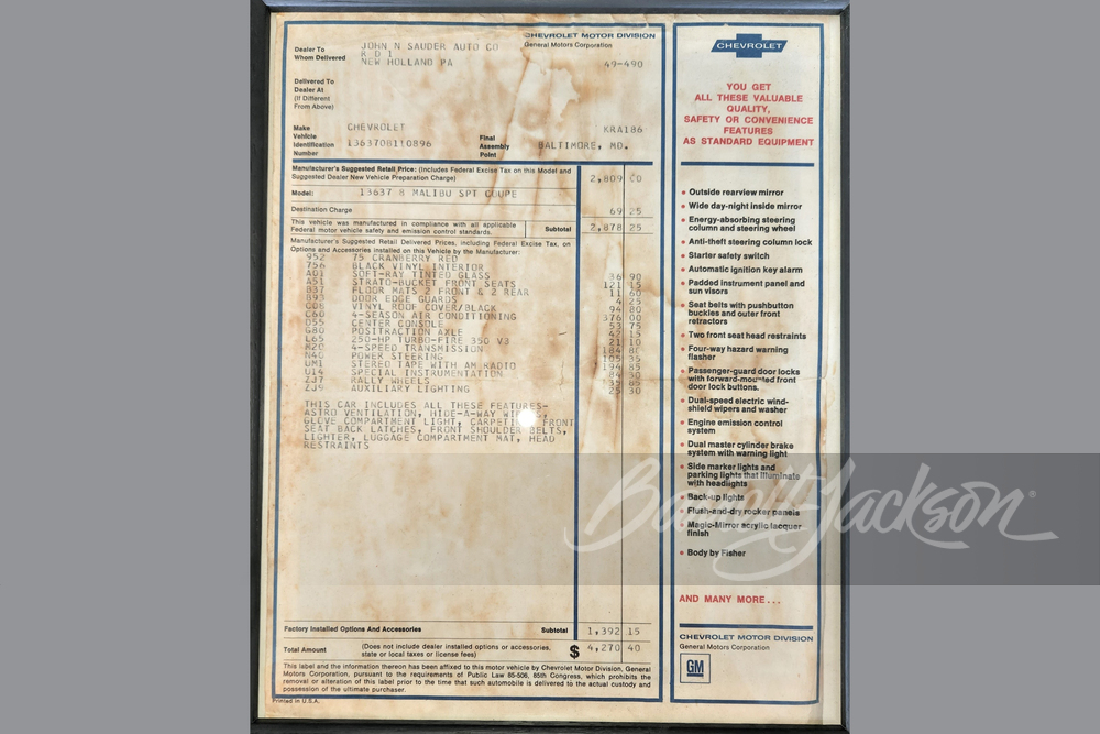 1970 CHEVROLET MALIBU - Misc 16 - 267988