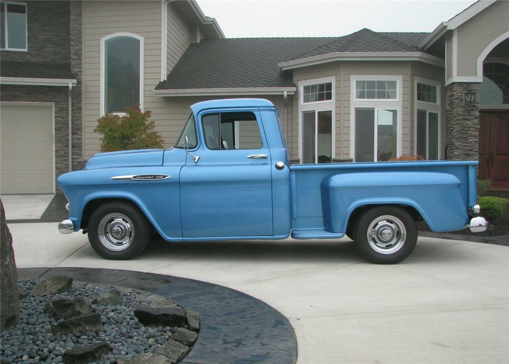 1957 CHEVROLET 3100 CUSTOM 1/2 TON PICKUP - Side Profile - 61373
