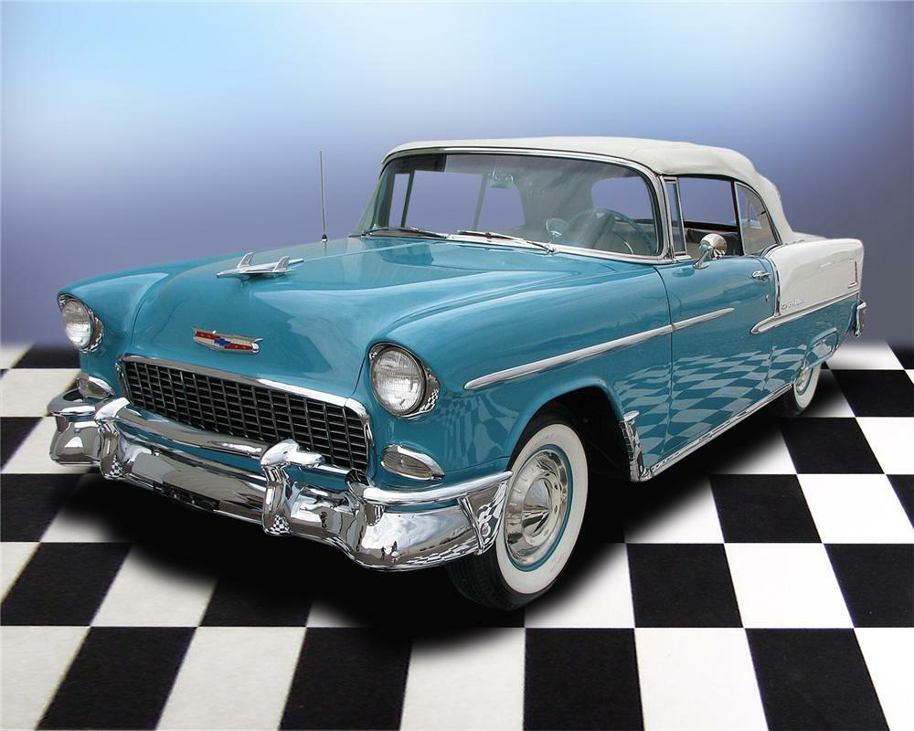 1955 CHEVROLET BEL AIR CONVERTIBLE - Front 3/4 - 66052