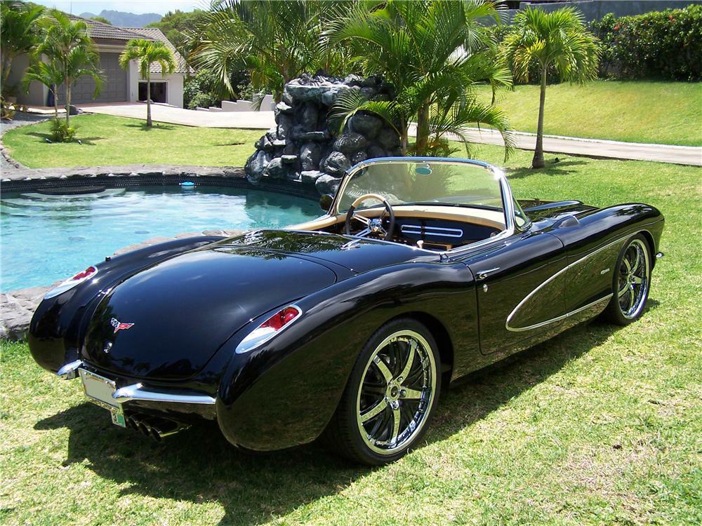 1957 CHEVROLET CORVETTE CUSTOM CONVERTIBLE - Rear 3/4 - 96143